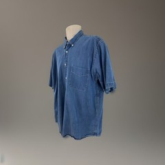 AB American Blue Mens L Blue Authentic Denim Cotton/Rayon SS Shirt