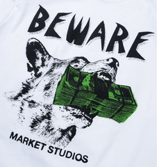 Chinatown Market Studios Beware My Income T-Shirt White Brand New Withtags