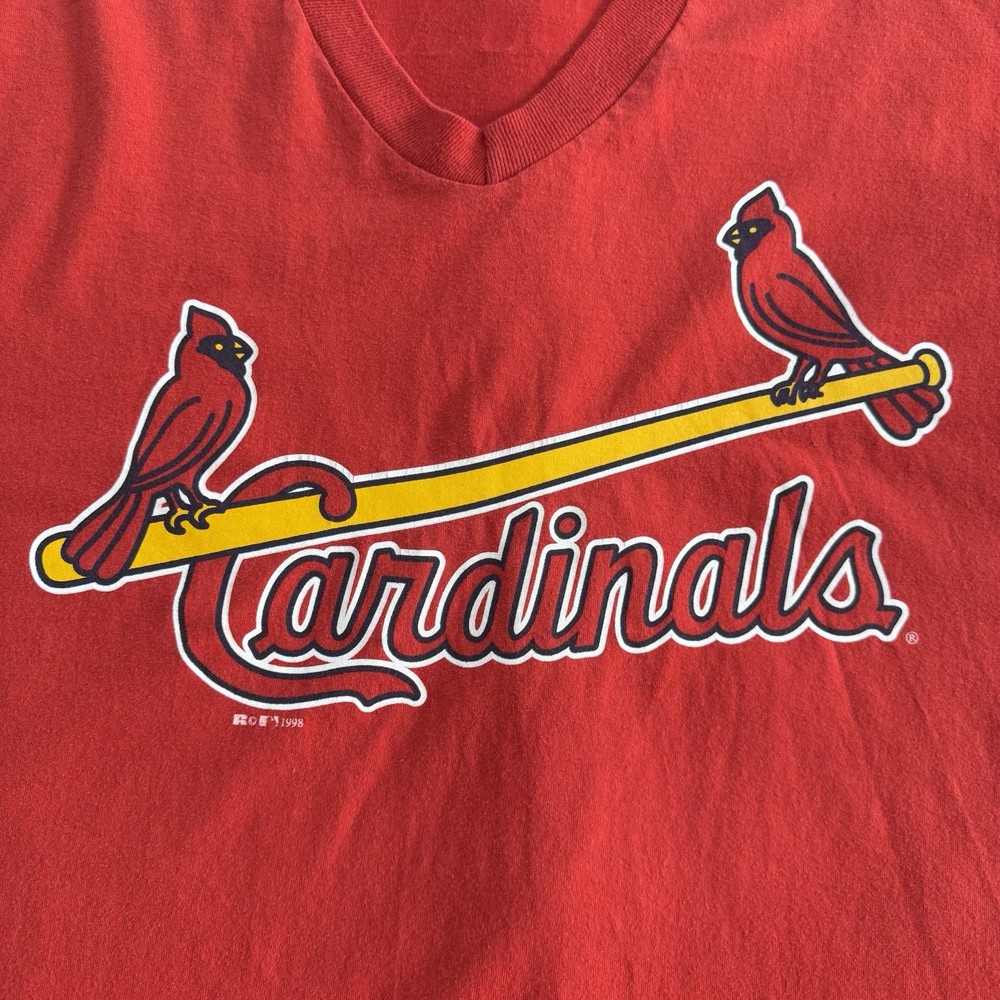 Vintage Russell Athletic V Neck Baseball T-Shirt Men’s L St Louis Cardinals 1998