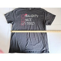 Holiday Time Mens XL Gray Naughty Nice I Tried Christmas Graphic T-Shirt Heather