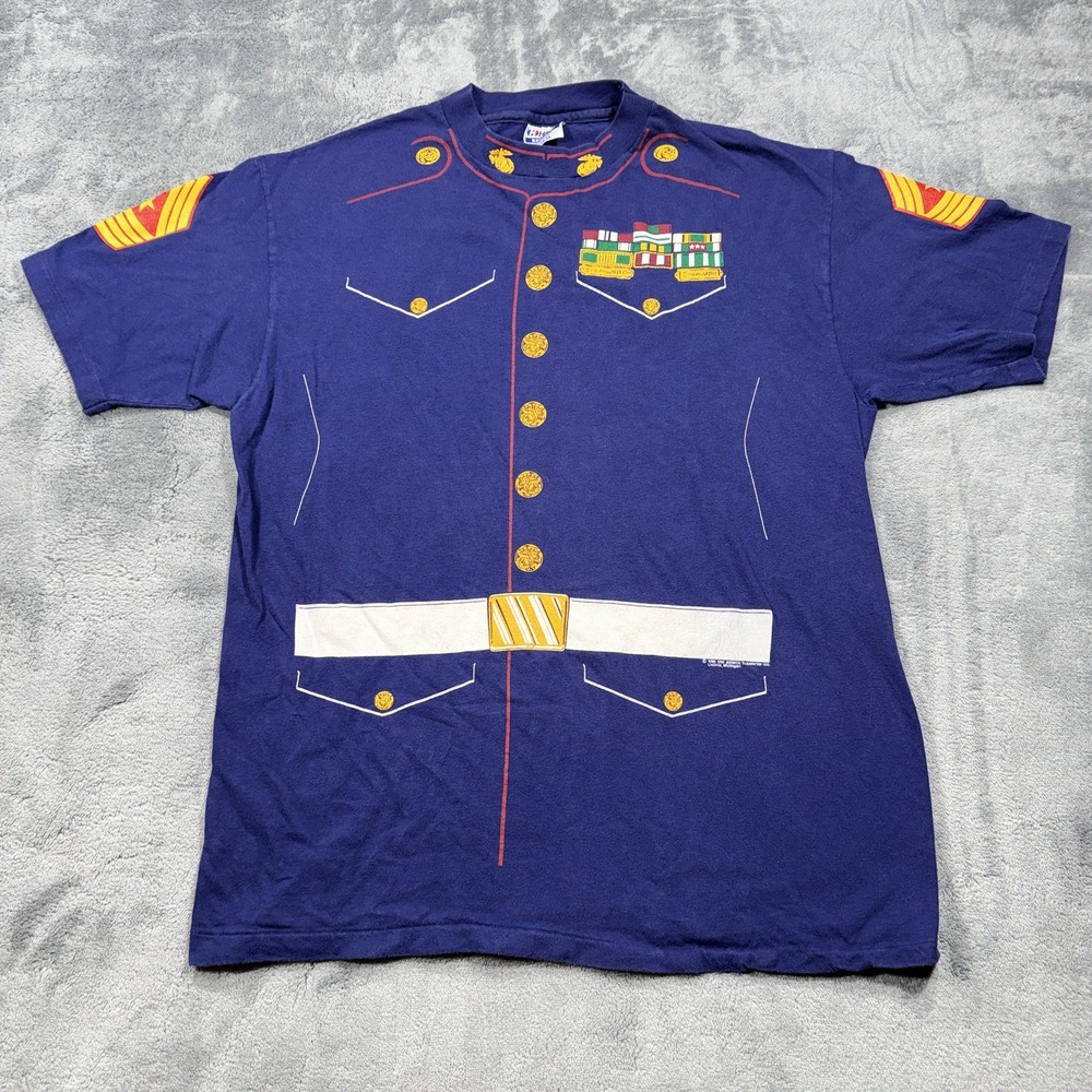 Vintage 1985 Fruit Of The Loom Made In USA Marine Corps Dress Blues T Shirt XL