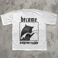 Become Ungovernable Cat Biting Hand Funny Graphic T-Shirt Unisex