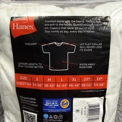 Hanes Tagless T-Shirts Mens Large White 3 Pack Soft Breathable Wicking Crew