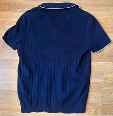 Express Navy Blue Knit Short Sleeve Collared V-Neck Shirt – Size Medium