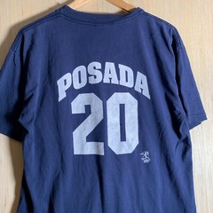 Vintage Jorge Posada Shirt Adult Size Large Blue Short Sleeve Men’s Pullover Y2K