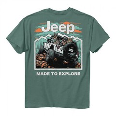 Jeep Made to Explore Front and Back Print Pigment Dyed T-Shirt Green