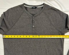 Vince Henley Pullover Shirt Mens M Gray Long Sleeve Raglan Button Up Casual