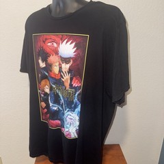 Jujutsu Kaisen Black Anime T-Shirt Size 2XL Short Sleeve Graphic Manga Tee Men’s