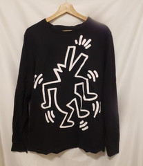 Keith Haring POP SHOP LS Crewneck Pullover Graphic Shirt Men Large Black