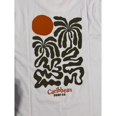 Common People Mens Size L Palms Print Tee Ecru Caribbean Surf Co Graphic Beach