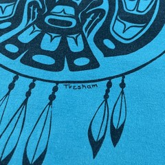 VTG Native American Pacific Northwest L Turquoise T-Shirt Dream Catcher w Eagle