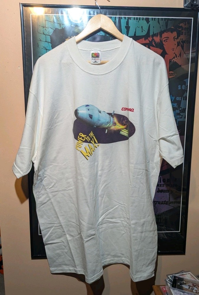 Vintage 90s Compaq Computers ‘Power To The Max’ T Shirt Size XL Made In USA