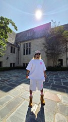ByTheR Men’s White Oversized Drop Shoulder Logo Embroidered Streetwear Tee