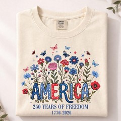 America 250 Wildflower Shirt Floral Independence Day Comfort Colors Tee