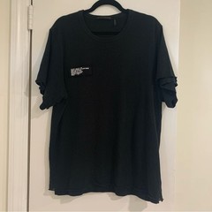 Helmut Lang Mens Black Mesh Short Sleeve T-Shirt Logo Streetwear Size XL