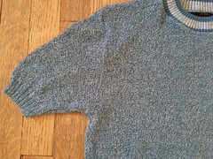 VTG 60s Ban Lon Textured Mod Shirt by Sears, Heathered Blue, Small, Atomic Age
