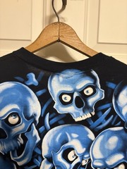 Liquid Blue Blue Skull Pile Graphic Long Sleeve Shirt Mens XL AOP Y2K