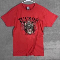 The Duck Co T-Shirt Mens Red Short Sleeve Tuscon Skull Chili