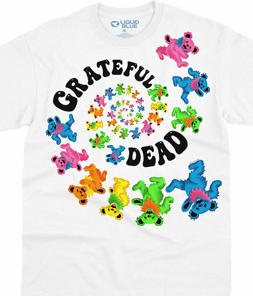 GRATEFUL DEAD-SPIRAL BEARS 3.0-WHITE T-SHIRT S-M- L-XL-2X,3X-4X Garcia,Lesh,Wier