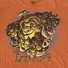 Lion King Disney Mufasa & Simba Orange Graphic T Shirt Sz M