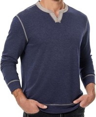 Men’s Henley Longsleeve Shirt Lightweight V Neck Pullover Navy Blue Size XL