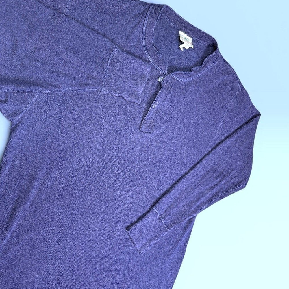 Vintage L.L. Bean River Driver Shirt Mens Medium Made in USA Navy Wool Henley