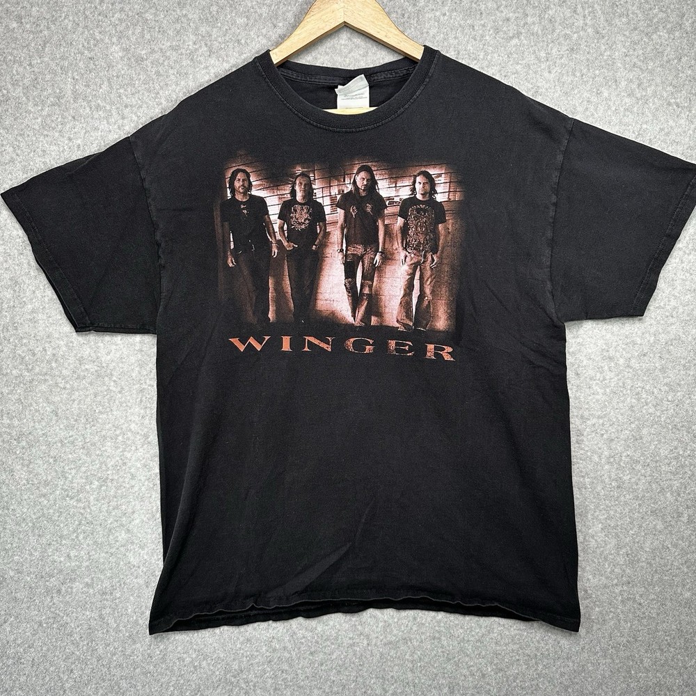 Rare Vintage Winger Band Tour Shirt Size Extra Large Black Faded Worn