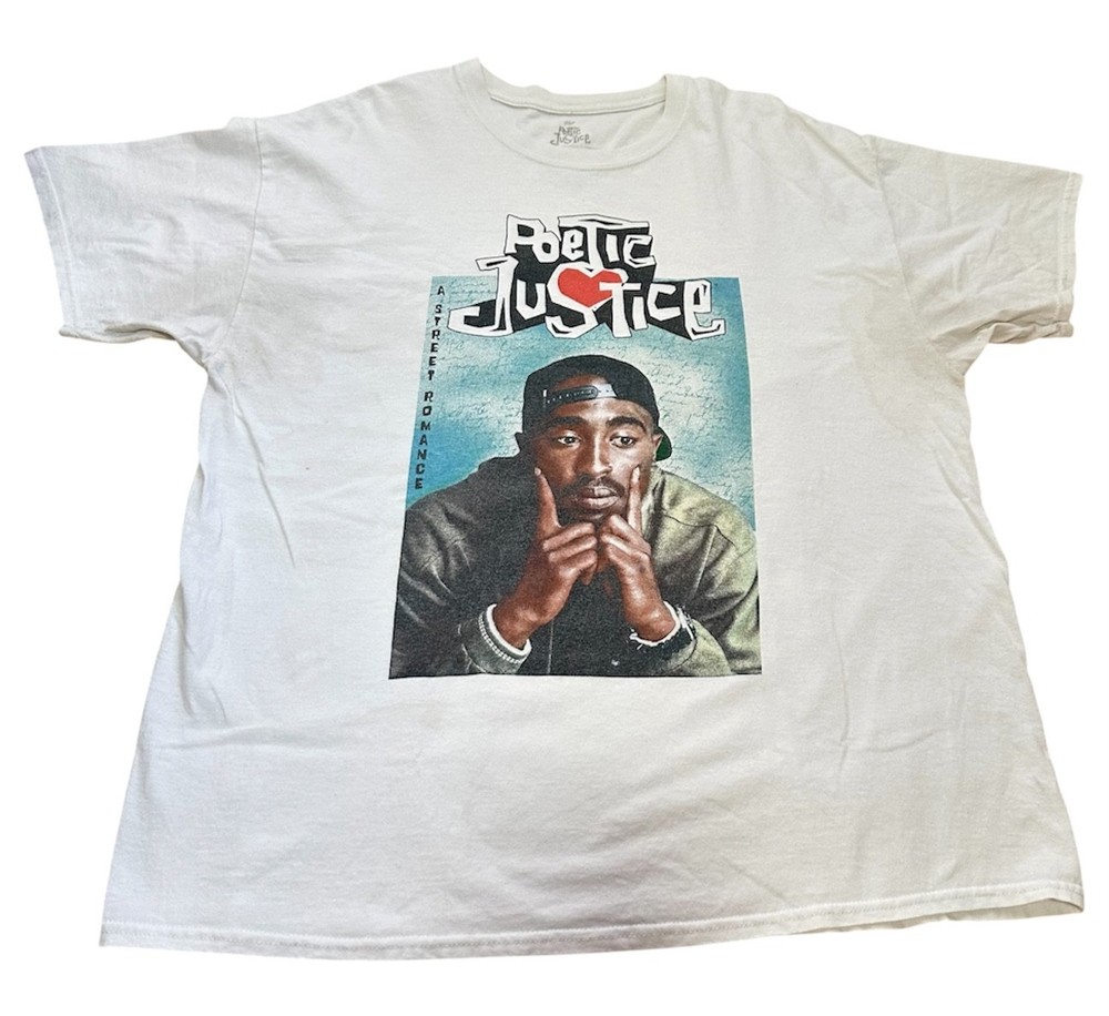 2Pac Poetic Justice Movie Graphic T-Shirt XL 2018 Rap Tee White Tupac