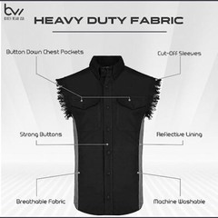 MEN’S SLEEVELESS DENIM SHIRTS – 2-TONE – WITH VERTICAL REFLECTIVE SAFETY LINING