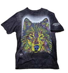 The Mountain Tie Dye Wolf T Shirt Medium Colorado Wildlife Psychedelic USA Y2K
