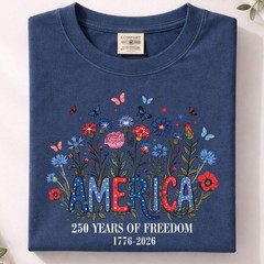 America 250 Wildflower Shirt Floral Independence Day Comfort Colors Tee
