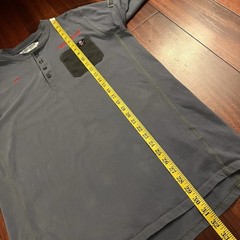 Tyndale FR Shirt Large Henley Blue Fire Resistant Work Button Long Sleeve Exxon