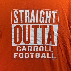Straight Outta Carroll Football Graphic T-Shirt Mens Large L Orange Short Sleeve