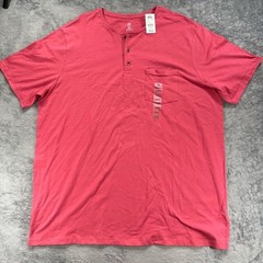 Harbor Bay Men’s 3XLT One Pocket Henley Short Sleeve Tee Coral Red NEW