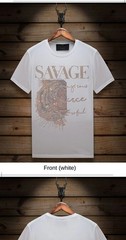 New Fashion Tiger Head Trend Rhinestones Summer Short Sleeve Luxury Men T-Shirt