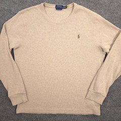 Polo Ralph Lauren Shirt Mens XL Oatmeal Waffle Knit Cotton Crew Custom Slim Fit