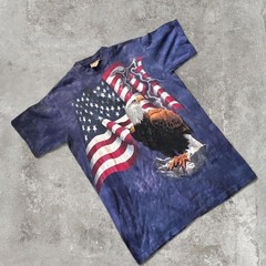 Vintage The Mountain Bald Eagle Shirt Mens M American Flag Blue Tie Dye USA