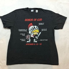 Armor Of God T-Shirt Men’s Large Charcoal Gray Ephesians 6:10-18 Graphic Tee