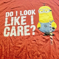 Despicable Minion T-Shirt Men’s, Do I Look Like I Care? – Maroon, Large – NEW