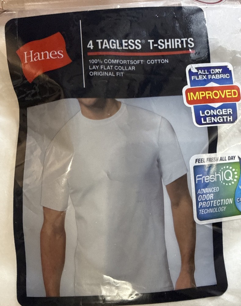 NEW! Hanes Tagless White T-shirt Undershirt Package of 4 Men’s M 38-40