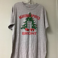 New Holiday Time Mens Large Gray Crew Neck Christmas T Shirt “ Making Bright “
