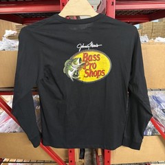 Bass Pro Shops Shirt Mens Large Black Johnny Morris Long Sleeve Tee NEW!