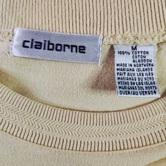 Vintage 90s Claiborne Heavy Knit T-shirt Medium Flatlock Overstitch Made In USA
