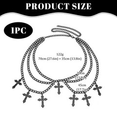 Gothic Cross Waist Chain Belt,Bohemian Layered Cross Belt for Women,Adjustabl…