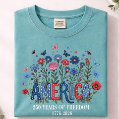 America 250 Wildflower Shirt Floral Independence Day Comfort Colors Tee