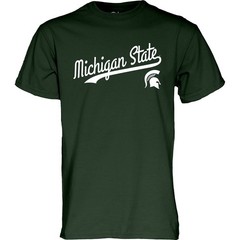 Blue 84 Mens Michigan State Spartans T-Shirt Cursive Team Color Team Color