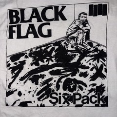 BLACK FLAG Six Pack Size S Gildan White T-shirt – Punk Rock Hardcore Band Tour