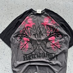 Angel of retribution baggy y2k skater grey black label tee size 3XL