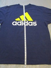 Vintage Adidas Shirt Mens XL Blue Yellow Triangle Logo Three Stipe Spell Out