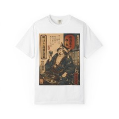 Drunk Samurai Cat T-Shirt Japanese Sake Izakaya Ukiyo-e Kuniyoshi ArtGraphic Tee